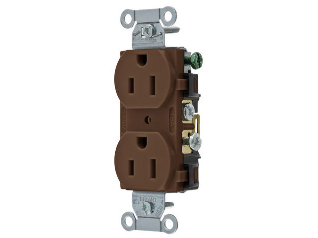 Bryant Duplex Receptacle Commercial Grade 15A 125V 5-15R Brown (CRS15)