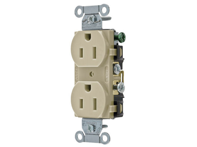 Bryant Duplex Receptacle Commercial Grade Side 15A 125V 5-15R Ivory (CRS15I)