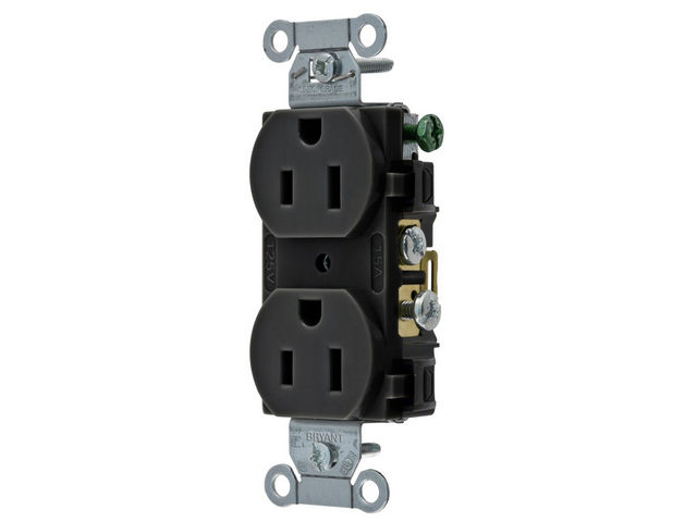 Bryant Duplex Receptacle Commercial Grade Side 20A 125V 5-20R Black (CRS15BLK)