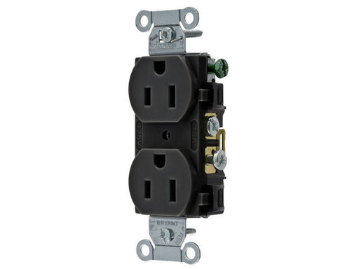 Bryant Duplex Receptacle Commercial Grade 15A 125V 5-15R Black (CBRS15BLK)