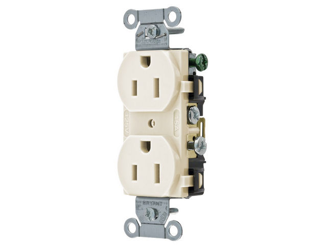 Bryant Duplex Receptacle Commercial Grade 15A 125V 5-15R Light Almond (CBRS15LA)