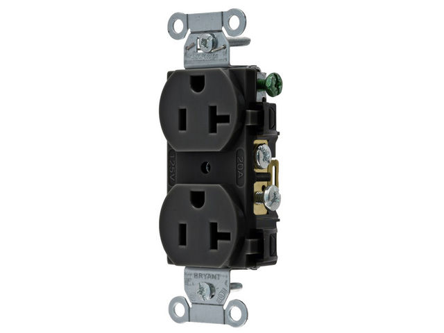 Bryant Duplex Receptacle Commercial Grade 20A 125V 5-20R Black (CBRS20BLK)