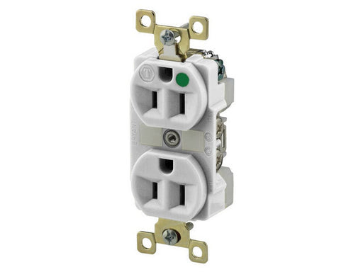 Bryant Duplex Receptacle Hospital Grade 15A 125V 5-15R Illuminated White (BRY8200WL)