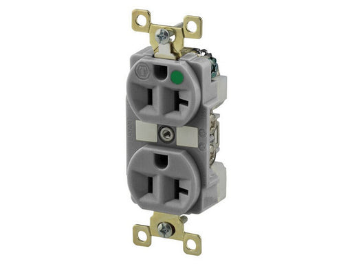 Bryant Duplex Receptacle Hospital Grade 20A 125V 5-20R Illuminated Gray (BRY8300GRYL)