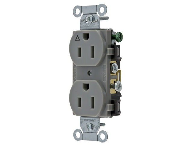 Bryant Duplex Receptacle Industrial Grade/Commercial Grade 15A 125V Gray (CR15IGRY)