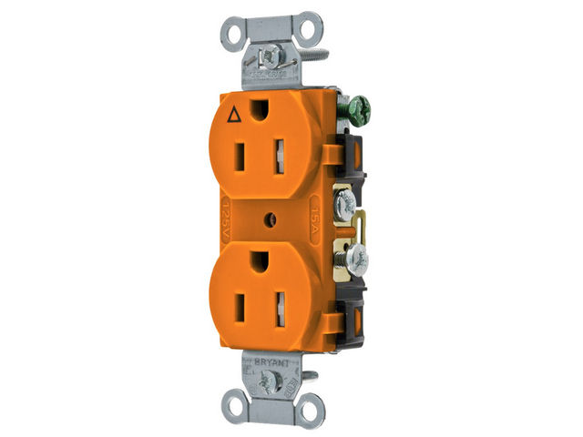 Bryant Duplex Receptacle Industrial Grade/Commercial Grade 15A 125V Orange (CR15IG)