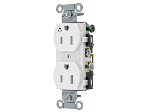 Bryant Duplex Receptacle Industrial Grade/Commercial Grade 15A 125V White (CR15IGW)