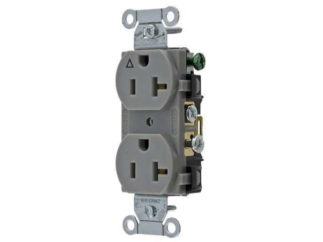 Bryant Duplex Receptacle Industrial Grade/Commercial Grade 20A 125V Gray (CR20IGRY)