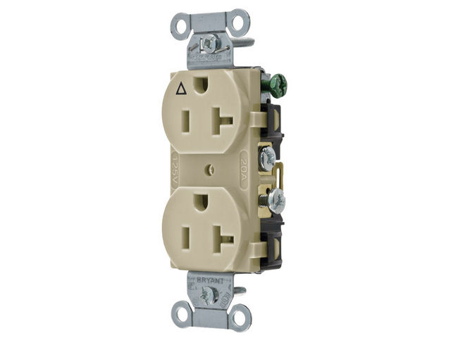 Bryant Duplex Receptacle Industrial Grade/Commercial Grade 20A 125V Ivory (CR20IGI)