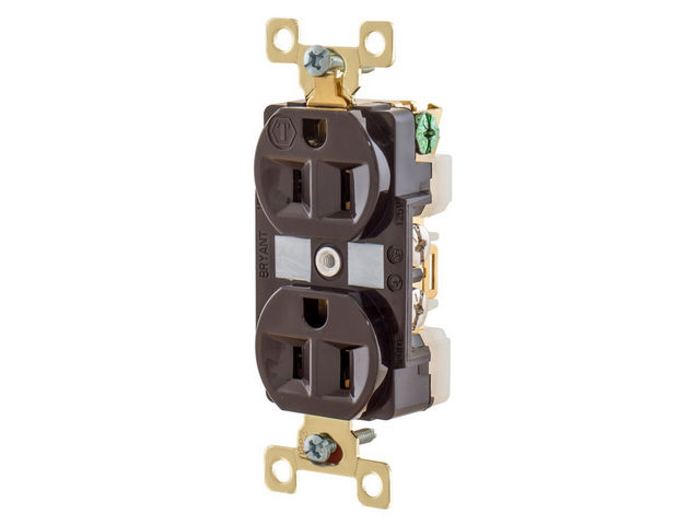 Bryant Duplex Receptacle Independent Ground 15A 125V 5-15R Brown (BRY5262)