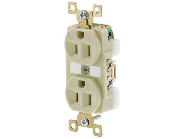 Bryant Duplex Receptacle Industrial Grade 15A 125V 5-15R Ivory (BRY5262I)