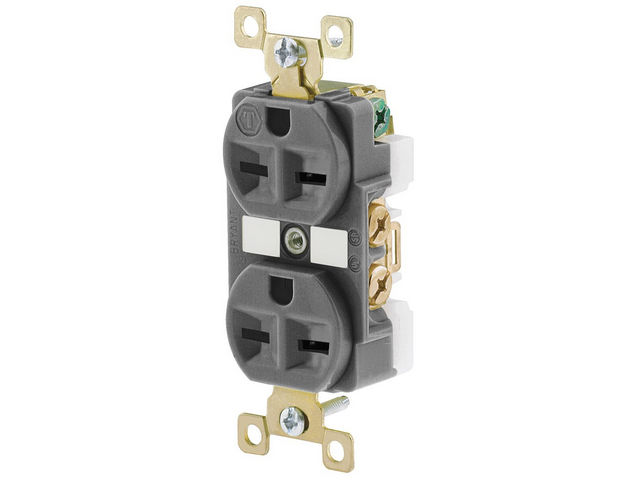 Bryant Duplex Receptacle Industrial Grade 15A 250V 6-15R Gray (BRY5662GRY)