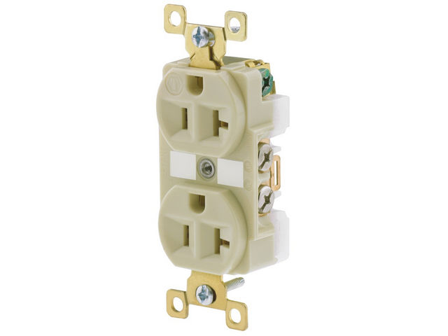 Bryant Duplex Receptacle Industrial Grade 20A 125V 5-20R Ivory (BRY5362I)