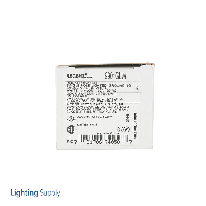 Bryant Fashion Single-Pole 20A 120/277V Illuminated White (9901GLW)