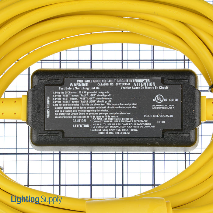 Bryant GFCI Line Cord 15A 125V 25 Foot (GFCI2515)