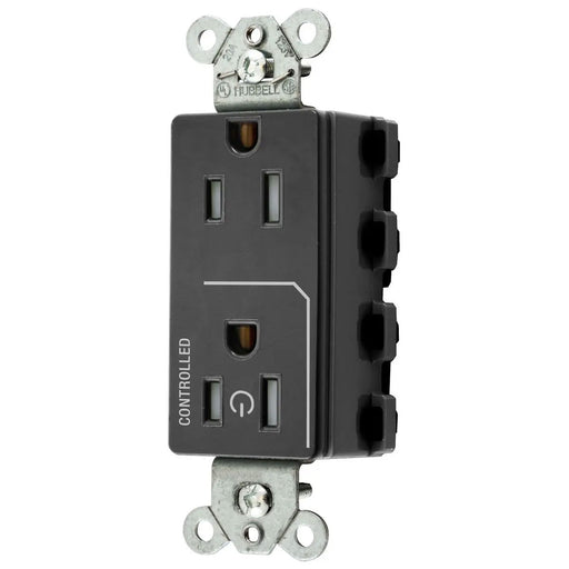 Bryant Hubbell Wiring Device-Kellems 1/2 SNAPConnect Controlled 15A 125V Tamper-Resistant Decorator Receptacle Black (SNAP2152C1BKTRA)