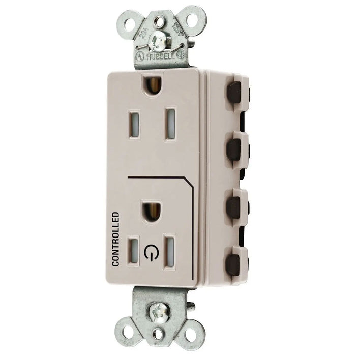 Bryant Hubbell Wiring Device-Kellems 1/2 SNAPConnect Controlled 15A 125V Tamper-Resistant Decorator Receptacle Light Almond (SNAP2152C1LATRA)