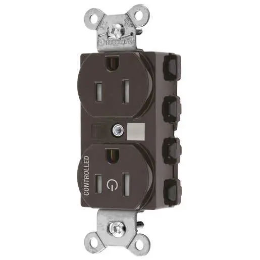 Bryant Hubbell Wiring Device-Kellems 1/2 SNAPConnect Controlled 15A 125V Tamper-Resistant Duplex Receptacle Brown (SNAP5262C1TRA)