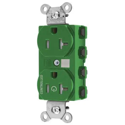 Bryant Hubbell Wiring Device-Kellems 1/2 SNAPConnect Controlled 20A 125V Tamper-Resistant Duplex Receptacle Green (SNAP5362C1GNTRA)