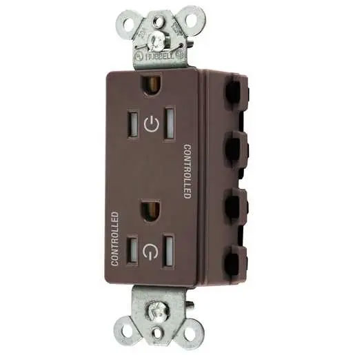 Bryant Hubbell Wiring Device-Kellems 2/2 SNAPConnect Controlled 15A 125V Tamper-Resistant Decorator Receptacle Brown (SNAP2152C2TRA)