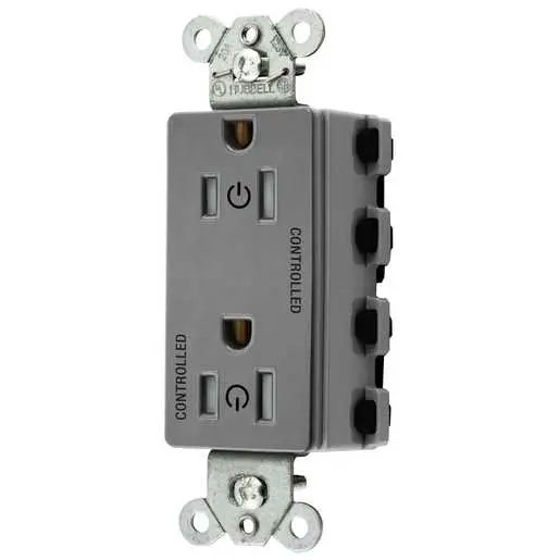 Bryant Hubbell Wiring Device-Kellems 2/2 SNAPConnect Controlled 15A 125V Tamper-Resistant Decorator Receptacle Gray (SNAP2152C2GYTRA)