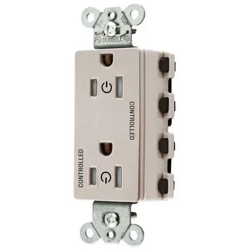 Bryant Hubbell Wiring Device-Kellems 2/2 SNAPConnect Controlled 15A 125V Tamper-Resistant Decorator Receptacle Light Almond (SNAP2152C2LATRA)