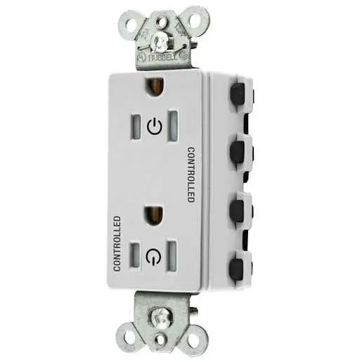 Bryant Hubbell Wiring Device-Kellems 2/2 SNAPConnect Controlled 15A 125V Tamper-Resistant Decorator Receptacle White (SNAP2152C2WTRA)