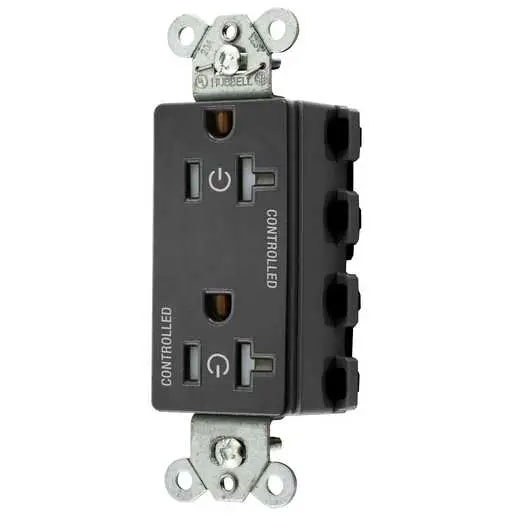 Bryant Hubbell Wiring Device-Kellems 2/2 SNAPConnect Controlled 20A 125V Tamper-Resistant Decorator Receptacle Black (SNAP2162C2BKTRA)