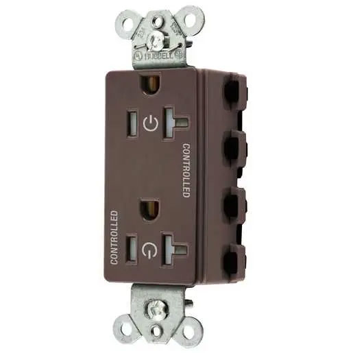 Bryant Hubbell Wiring Device-Kellems 2/2 SNAPConnect Controlled 20A 125V Tamper-Resistant Decorator Receptacle Brown (SNAP2162C2TRA)