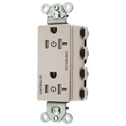 Bryant Hubbell Wiring Device-Kellems 2/2 SNAPConnect Controlled 20A 125V Tamper-Resistant Decorator Receptacle Light Almond (SNAP2162C2LATRA)
