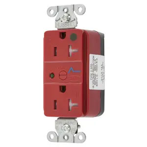 Bryant Hubbell Wiring Device-Kellems Hospital Grade SNAPConnect SPD Receptacle 20A 125V Tamper-Resistant Red (SNAP8362RS)