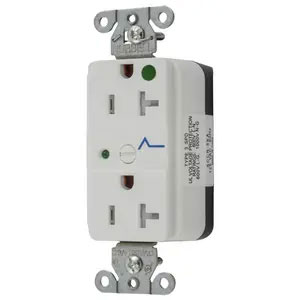 Bryant Hubbell Wiring Device-Kellems Hospital Grade SNAPConnect SPD Receptacle 20A 125V Tamper-Resistant White (SNAP8362WS)