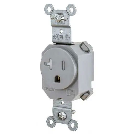 Bryant Hubbell Wiring Device-Kellems Snap Single Receptacle 5-20R 20A 125V Tamper-Resistant Gray (SNAP5361GYTR)