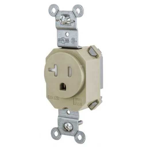 Bryant Hubbell Wiring Device-Kellems Snap Single Receptacle 5-20R 20A 125V Tamper-Resistant Ivory (SNAP5361ITR)
