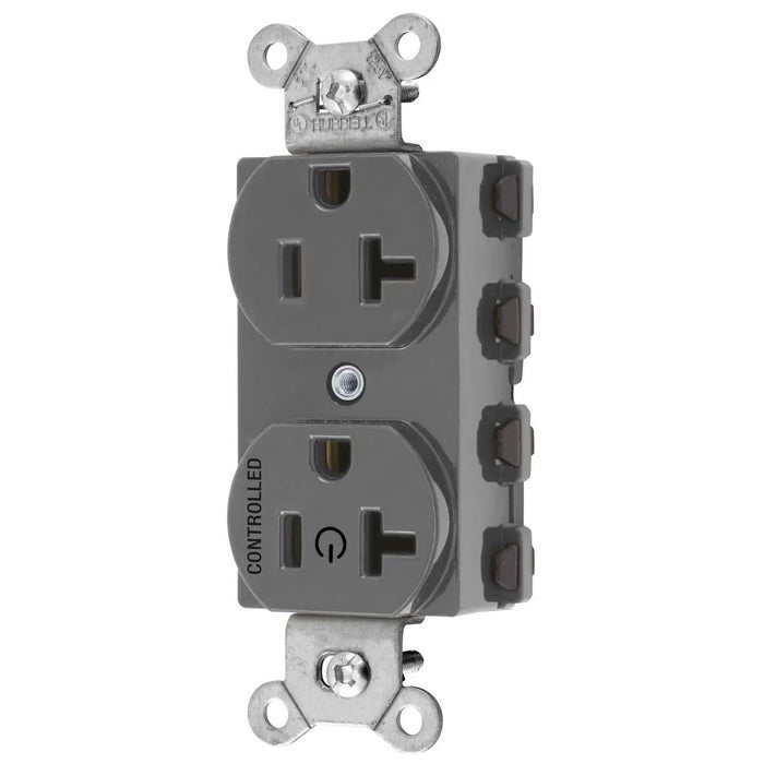 Bryant Hubbell Wiring Device-Kellems SNAPConnect 1/2 Controlled 20A 125V Duplex Receptacle Gray (SNAP5362C1GY)