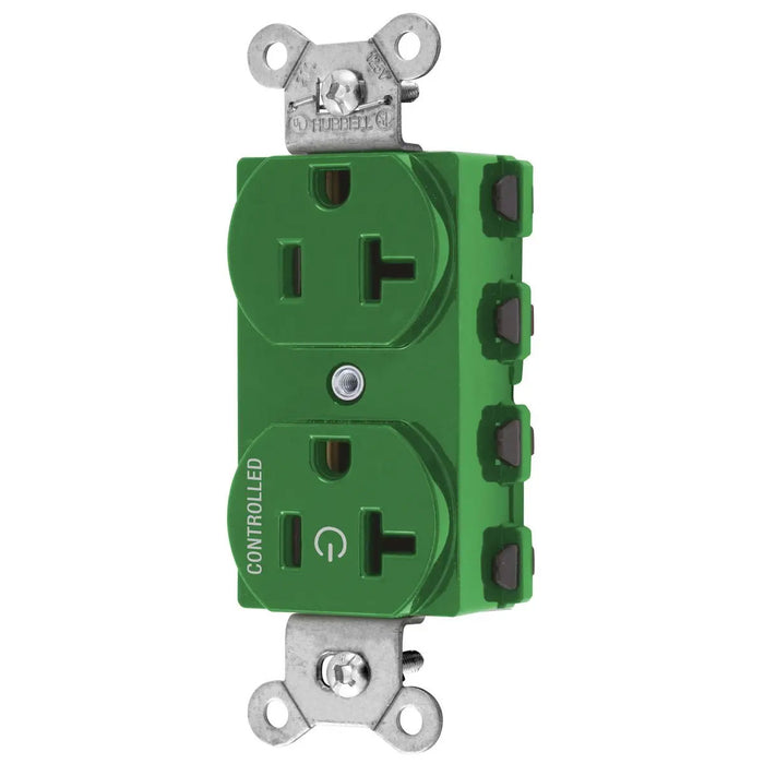 Bryant Hubbell Wiring Device-Kellems SNAPConnect 1/2 Controlled 20A 125V Duplex Receptacle Green (SNAP5362C1GN)