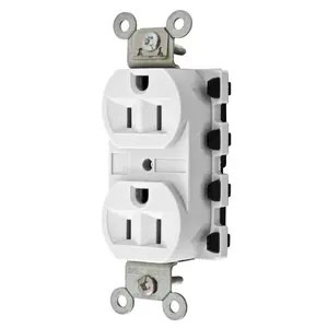 Bryant Hubbell Wiring Device-Kellems SNAPConnect 15A/125V Duplex Receptacle White (SNAP5262WA)
