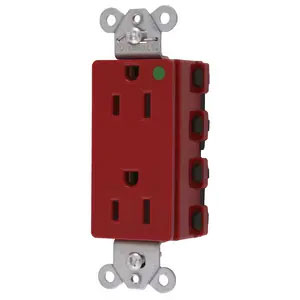 Bryant Hubbell Wiring Device-Kellems SNAPConnect 15A/125V Hospital Grade Decorator Receptacle Red (SNAP2172RA)