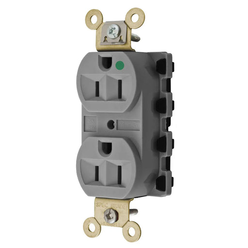 Bryant Hubbell Wiring Device-Kellems SNAPConnect 15A/125V Hospital Grade Duplex Receptacle Gray (SNAP8200GYA)