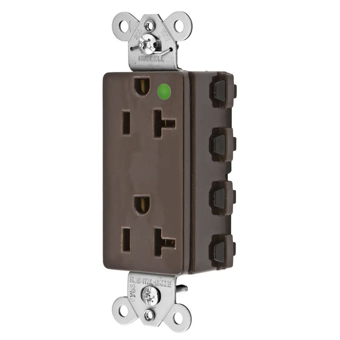 Bryant Hubbell Wiring Device-Kellems SNAPConnect 20A/125V Hospital Grade Decorator Receptacle Brown (SNAP2182A)
