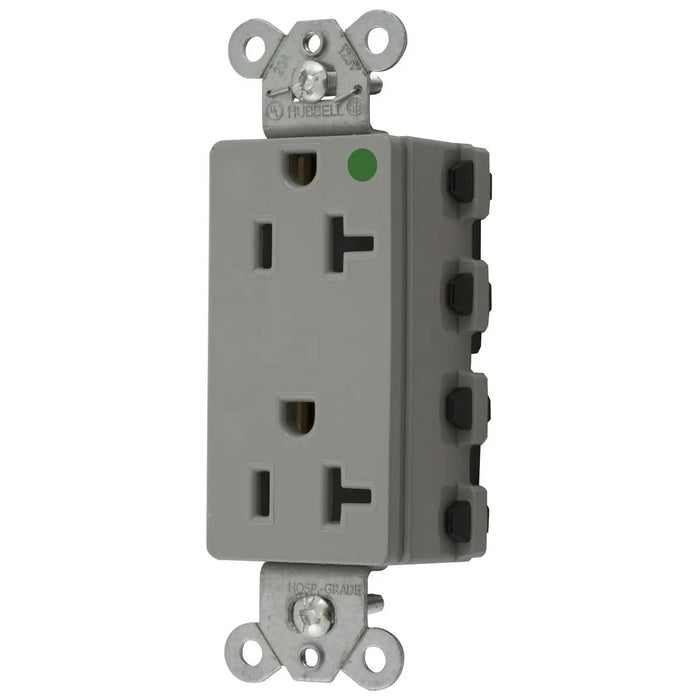 Bryant Hubbell Wiring Device-Kellems SNAPConnect 20A/125V Hospital Grade Decorator Receptacle Gray (SNAP2182GYA)