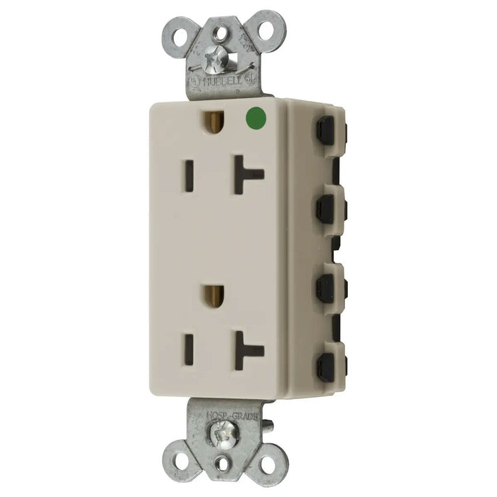 Bryant Hubbell Wiring Device-Kellems SNAPConnect 20A/125V Hospital Grade Decorator Receptacle Light Almond (SNAP2182LAA)