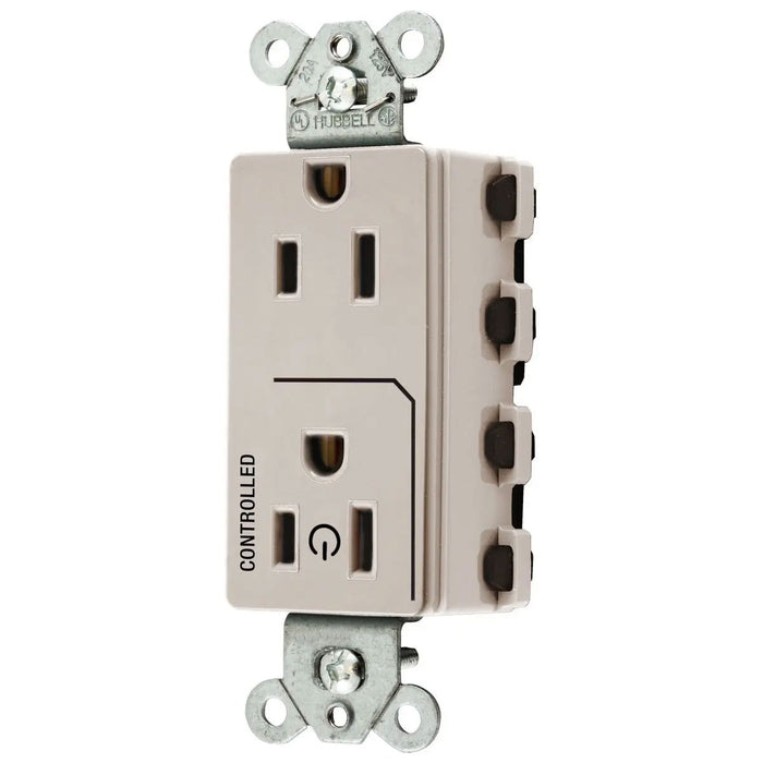 Bryant Hubbell Wiring Device-Kellems SNAPConnect Decorator Receptacle 1/2 Controlled 15A 125V Light Almond (SNAP2152C1LA)