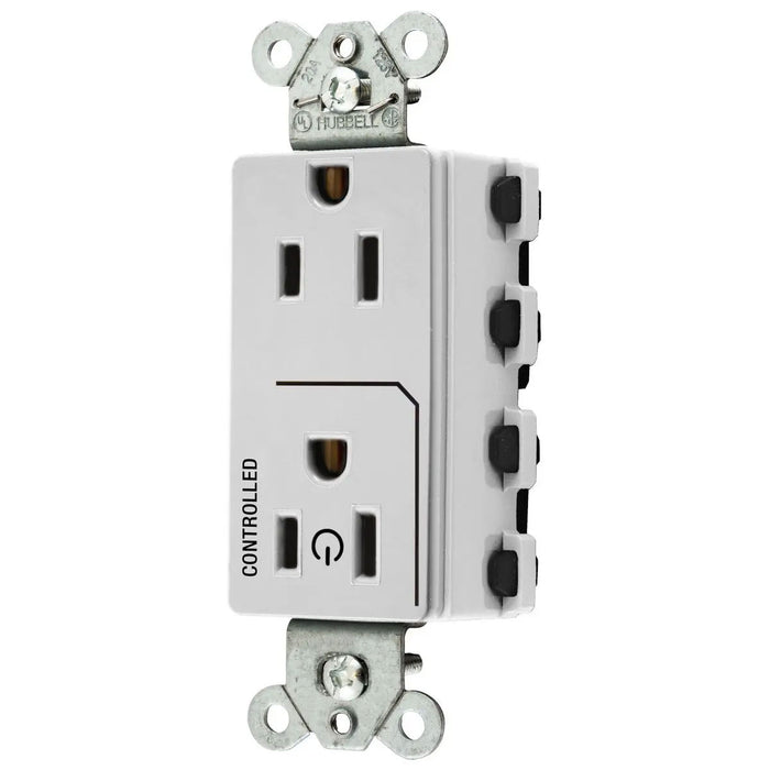 Bryant Hubbell Wiring Device-Kellems SNAPConnect Decorator Receptacle 1/2 Controlled 15A 125V White (SNAP2152C1W)