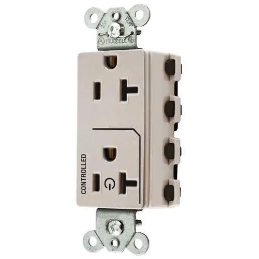 Bryant Hubbell Wiring Device-Kellems SNAPConnect Decorator Receptacle 1/2 Controlled 20A 125 Light Almond (SNAP2162C1LA)
