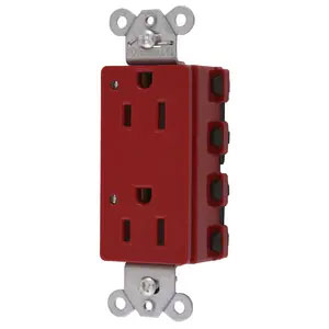 Bryant Hubbell Wiring Device-Kellems SNAPConnect Decorator Receptacle 15A/125V LED Red (SNAP2152RL)