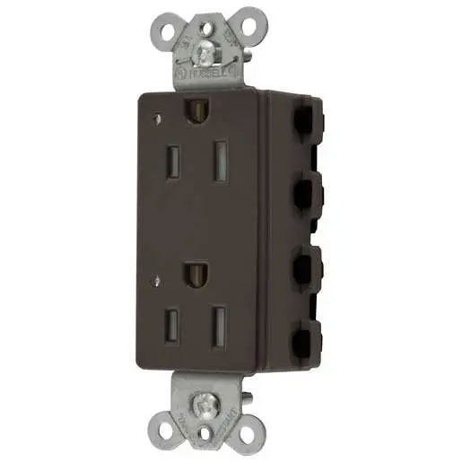 Bryant Hubbell Wiring Device-Kellems SNAPConnect Decorator Receptacle 15A/125V LED Tamper-Resistant Brown (SNAP2152LTRA)