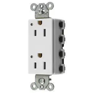 Bryant Hubbell Wiring Device-Kellems SNAPConnect Decorator Receptacle 15A/125V LED White (SNAP2152WL)