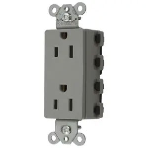 Bryant Hubbell Wiring Device-Kellems SNAPConnect Decorator Receptacle 15A/125V USA Gray (SNAP2152GYNA)