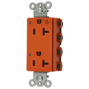 Bryant Hubbell Wiring Device-Kellems SNAPConnect Decorator Receptacle 20A/125V Isolated Ground LED Orange (SNAP2162IGL)